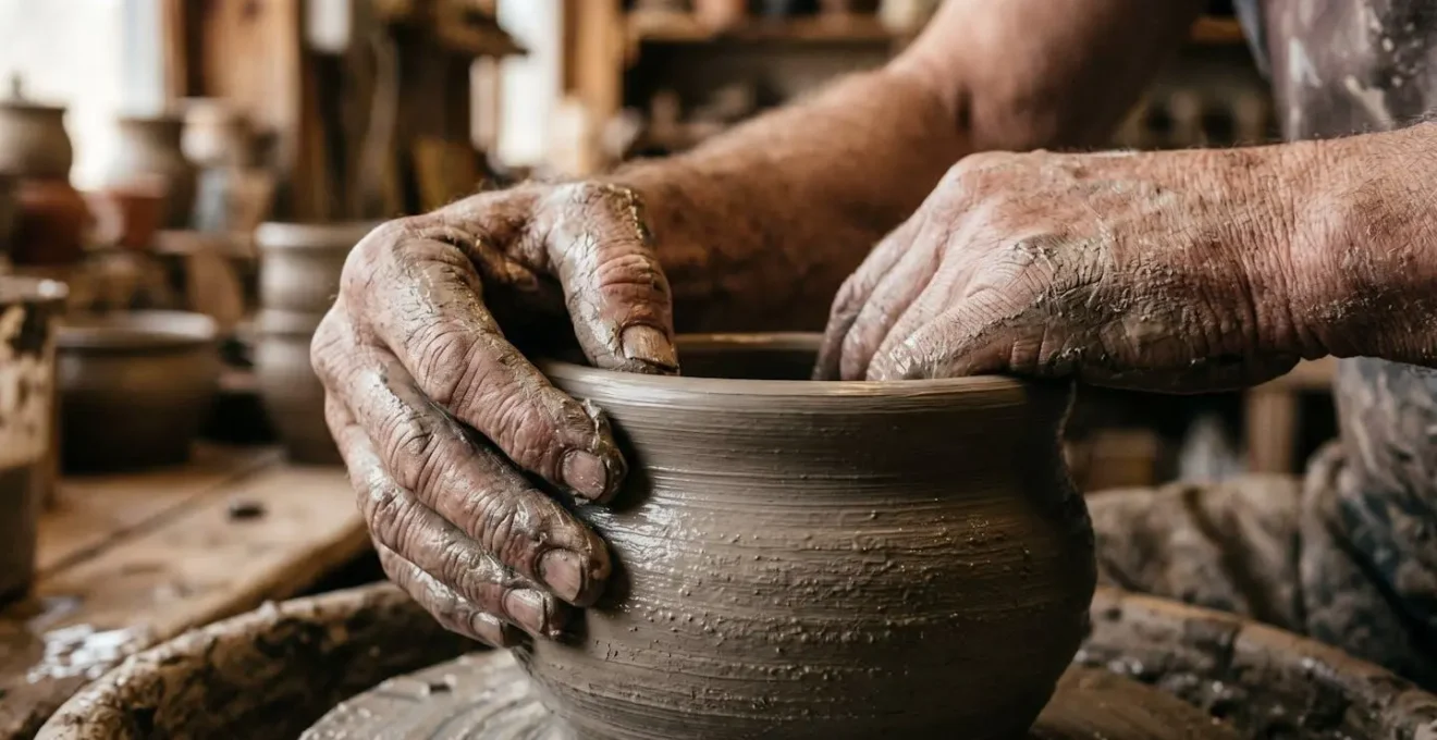 Extreme close-up of traditional handcraft techniques showing texture and detail